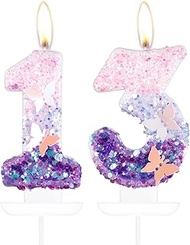 Birthday Number 13 Candle,Butterfly 13th Birthday Party Decorations for Women/Girl,Purple Birthday C