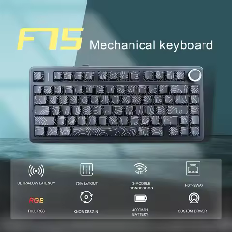 Aula F75 Wireless Gaming Keyboard Triple Mode Connected 75% Mechanical Keyboard RGB Backlit Hot Swap
