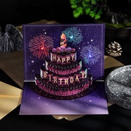 3d Three-Dimensional Creative Birthday Greeting Card Blowing Candle Fireworks Music Appearance Niche