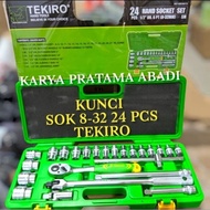 Socket wrench set 24 pcs tekiro plastic box 8 - 32 mm socket set 24 pcs