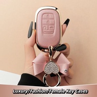 Female Car Key Case Cover For Honda CRV HRV Civic 2025 City Accord Remote Key Cover Keychain Accesso