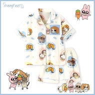 Binger Multi-Building Pajamas Summer Cartoon Couple Pajamas Cute Printed Suits College Students Home
