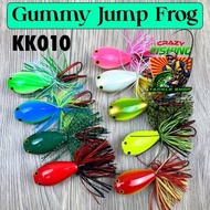 Crazy《KK010》GUMMY Jump Frog Umpan Katak Double Hook Top water Lure Casting Haruan Toman Umpan tiruan Jump Frog EXP