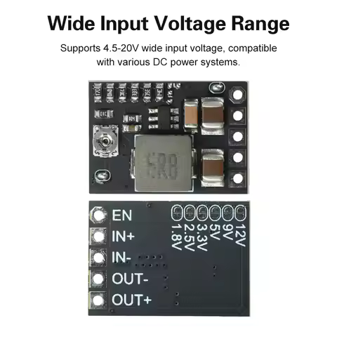 Mini Step-Down Module DC-DC 4.5V-20V to 1-16V/1.8V/2.5V/3.3V/5V/9V/12V Adjustable Voltage 2A Step-Do