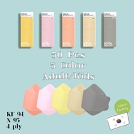 [Made in Korea]50Pcs 5Color Mask Kf94 N95 4Ply Adult Mask Kids Mask Face Mask Product Lab