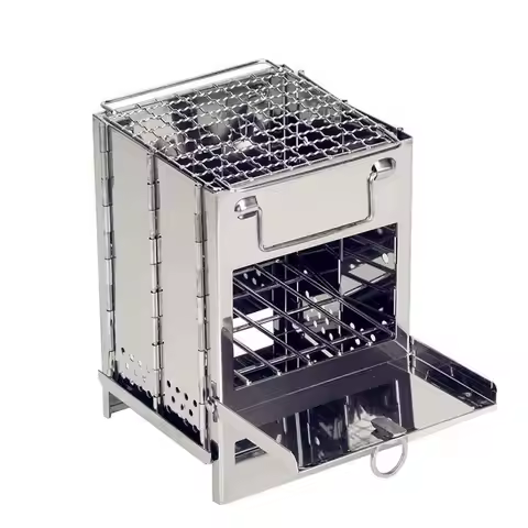 Portable Camping Wood Burning Stove Folding Camp Stove Stainless Steel Campfire Stove for Outdoor Co