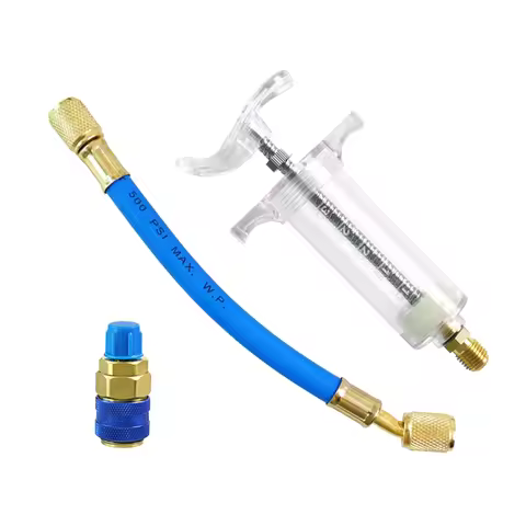 ✰✪Car A/C Oil/Dye Injector 30Ml 1Oz With Low Side Quick Coupler Adapter 1/4 Air Conditioning Automot