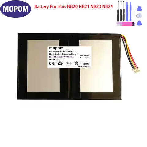 New 3.7V 8000mAh Li-Polymer Battery For Irbis NB20 NB21 NB23 NB24 NB26 NB28 WTL-31100155P 5 Wire Plu