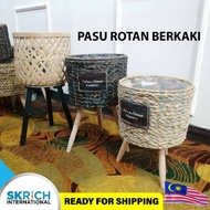 Pasu Berkaki Flower Pot Rotan Pasu Bunga Rattan