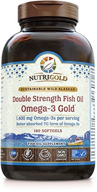 [USA]_Nutrigold Omega-3 Fish Oil Capsules - Double Strength Omega-3 Fish Oil, 1400 mg, 180 Softgels