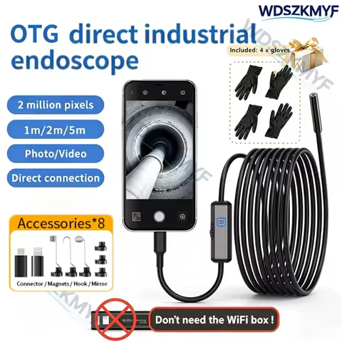 Endoscope Camera 3IN1 16.4ft Flexible Borescope 8mm HD Waterproof Inspection Camera for iOS & Androi