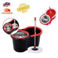 Easy Spin Mop with Wheels & Stainless Steel Basket mop Lantai