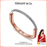 (New) Womens Fashion Bracelet Rose Gold and s925 sterling silver Lock Series Bracelet Half Paved Di