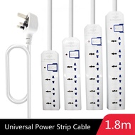 Universal Electrical Rewire Power Strip with Cable 1 3 4 5 6 Outlets Computer Extension cord Network