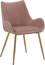 Armen Living Avery Dining Chair, Pink Fabric, Gold Legs