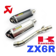 Akrapovic Exhaust Kawasaki ZX6R Long Slip On Tabung Muffler Stainless Pipe Accessories Motor ZX6 636