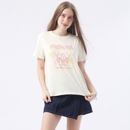 ESP เสื้อทีเชิ้ตลายเฟรนช์ชี่ อีซี่ ผู้หญิง สีเบจ | Frenchie Eazy Print Tee Shirt | 06256