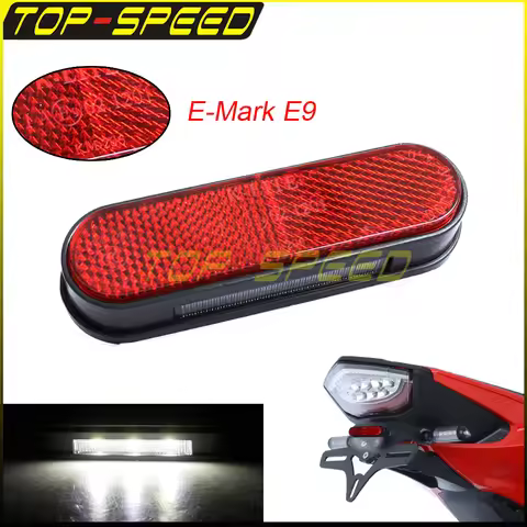 E MARK E9 Motorcycle LED Tail Light License Plate Registration Number Plate Light With Red Reflector