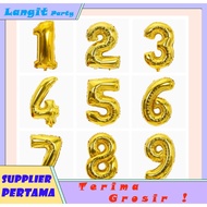 Fat Number Foil Balloon 0-9 Gold 16inch Foil Balloon Number Balloon