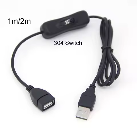 USB 2.0 A Male to A Female Cable with 304 Switch button ON OFF data power charging Extension Extende