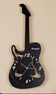 吉他造型 音符 黑膠唱片 古典復古風格 AA電池 手工製作 紙箱郵寄 團購 音樂時鐘 樂器時鐘 壁掛 數字 靜音石英指針