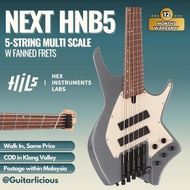 HILS NEXT HNB5-5 String Multi-Scale Bass w Fanned Frets - Gloss Gunmetal Grey ( HILS GUITAR  )