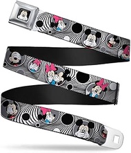 Buckle-Down Seatbelt Belt - Mickey & Minnie Peek-a-Boo Expressions Swirl Black/White - 1.0'' Wide - 