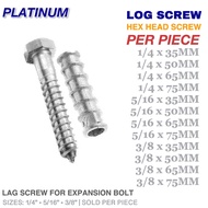 Per Piece | Log Screw | Lag Screw Lag Bolt | 1/4” • 5/16” • 3/8” Expansion | Sold Per Piece