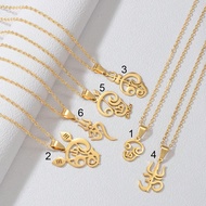 1pc Tamil Aum Om Symbol Hindu Pendant Necklaces For Women Girls Stainless Steel India Religion Jewel