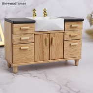 thewoodfamer 1/12 Dollhouse Miniature  Wash Basin Cabinet Bathroom Furniture Toys EN