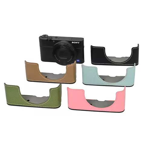 Camera Bag PU Leather Case Half Body Palm Print Base for Sony DSC-RX100 RX100II RX100III RX100 M3 M4