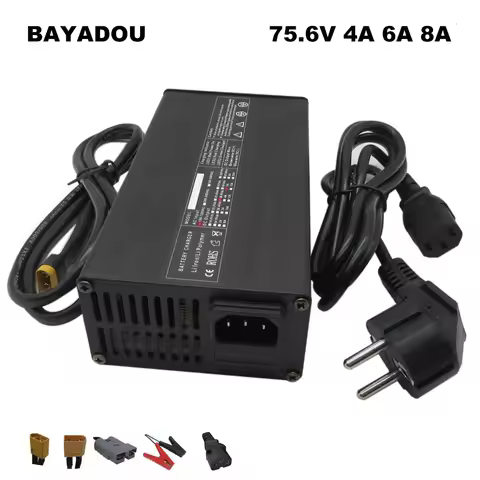 75.6V 2A 4A 6A 8A Li ion Fast Charger For 64.8V 66.6V 18S Lithium RV Forklift Battery Charger 220V /