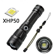 新款XHP50伸縮強光手電筒USB充電帶電量顯示戶外工作檢修燈325104