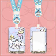 Sanrio Card Holder with Retractable Lanyard Cute Waterproof Acrylic Card Case ID Card School Card Bus Card Holder Photo Storage