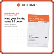 DELFONICS Diary Refill B6 Horizontal Standard 2027 Monthly Planner Insert Oct 2026 Start