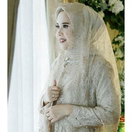 Slayer Bridal Lace Brocade Veil Bridal Hijab Long Premium Hijab Muslim Bridal Hijab