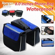 AENXRD Waterproof Bicycle Front Top Tube Bag MTB Road Bike Storage Phone Bag 6.0inch Bike Bag