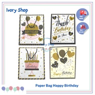 Paper Bag Happy Birthday Gift Bag HBD Glitter Thick Paper Gift Bag