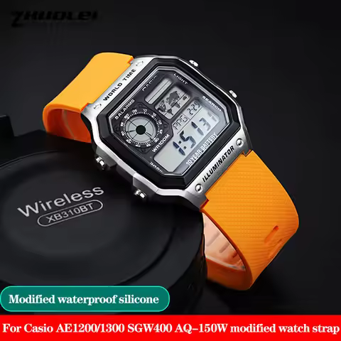 For Casio Watch AE-1200 AE1200/1300 SGW400 AQ-150W A158 A159 A168 Modified Waterproof Silicone Rubbe
