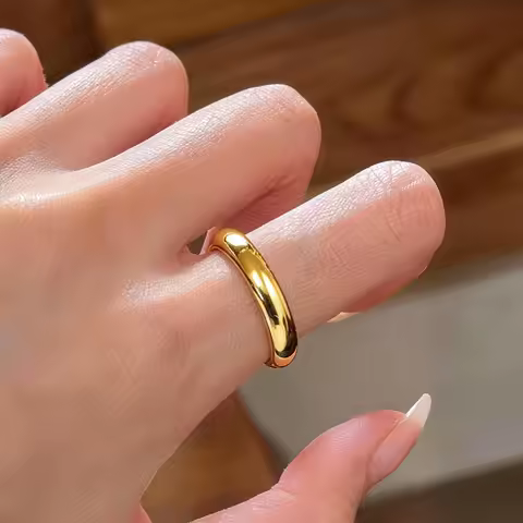 Commute & Casual Versatile Bright 4mm Closed Ring For Men & Women 24K Gold AU999 | Fit all occasions