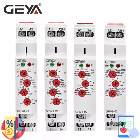 GRV8-01/02 Single Phase Voltage Relay Adjustable Over Under Voltage Protection Relay AC110V 240V DC1