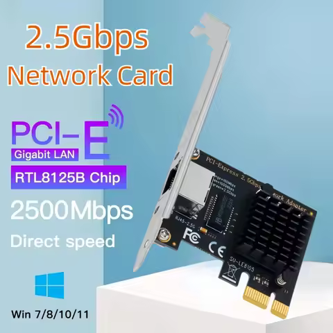2500Mbps PCI-E To RJ45 Network Card RTL8125B Chip 100/1000Mbps 2.5Gbps Ethernet Wired LAN Controller