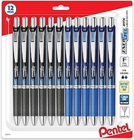Pentel Energel 0.5 mm Needle Tip Pens, Rtx Retractable Liquid Gel Pen, 12 Pack Of 6 Black Ink &amp; 6 Blue Ink Pens (total Of 12 Deluxe Pens In Box)