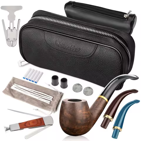 Leather Tobacco Pipe Bag Portable Multifunction Pu Leather Tobacco Smoking Pipe Case Smoking Tool Wo