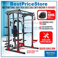 BPS FREE INSTALL FEXPERT Power Cage Squat Rack Chest Cable Fly Core Workout MultiFunction Purpose + 