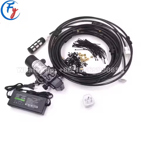 9m Water Mist Spray Electric Diaphragm Pump Kit, Garden Misting System, Outdoor Misting System