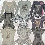 Grey blouse tee longsleeve milkmaid grape gothic gothic punk fot asymmetrical body y2k vintage coque