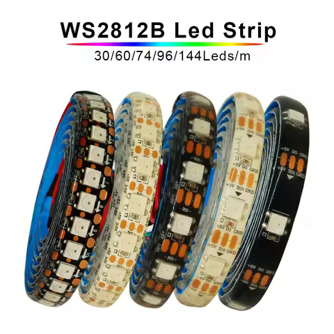 WS2812B Individually Addressable Led Strip 1-5M 30/60/74/96/144leds/m WS2812 5050 RGBIC Smart Pixels