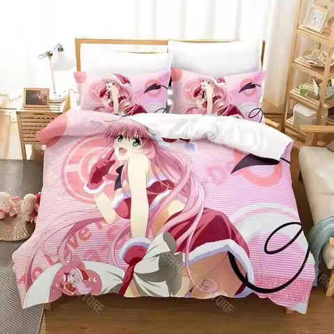 3D Printed To Love-Ru Anime Bedding Set for Boys Girls Duvet Cover Pillowcase Twin Queen King Full S