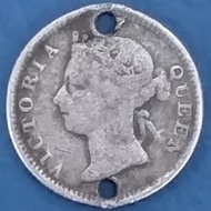 Koin Perak 5 Cents 1895 Victoria - Straits